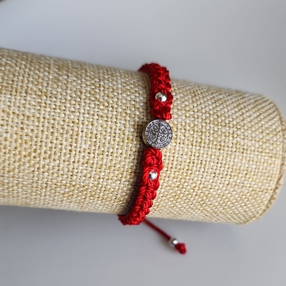 Red Braided Bracelet with Coin Charm - Picture 3 of 3